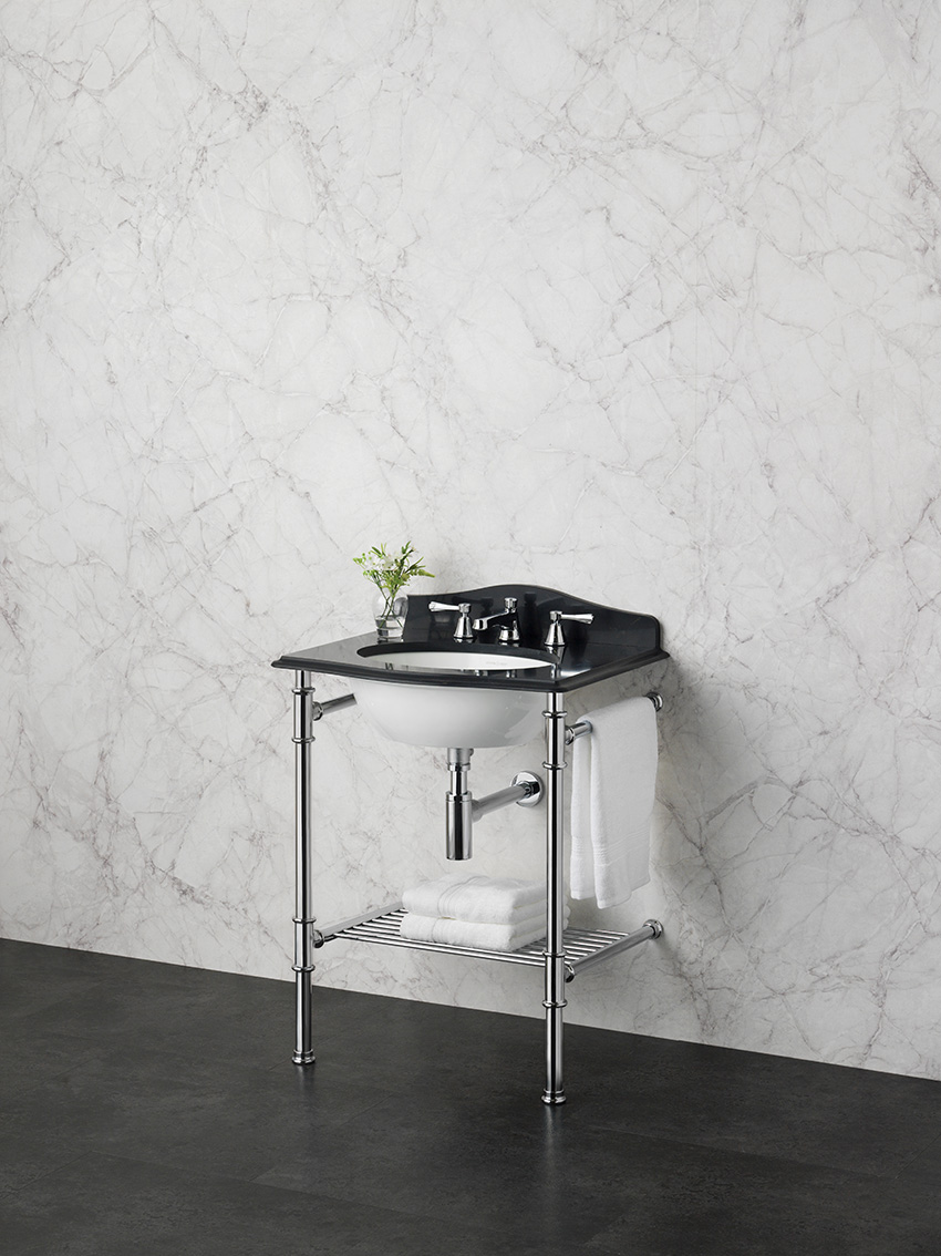 Console lavabo rétro 61 avec piétements chromés