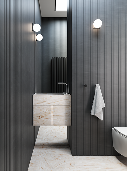 Lave-mains suspendu en Corian